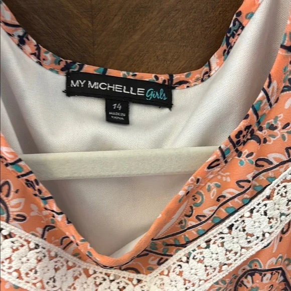 Paisley Print Orange Top with Lace Detail - Picture 2 of 7